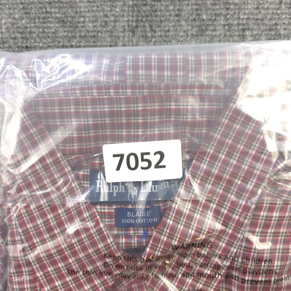 Ralph Lauren Blaire Shirt XL Long Sleeve Red Check Button Down Pony Cotton - Picture 8 of 8